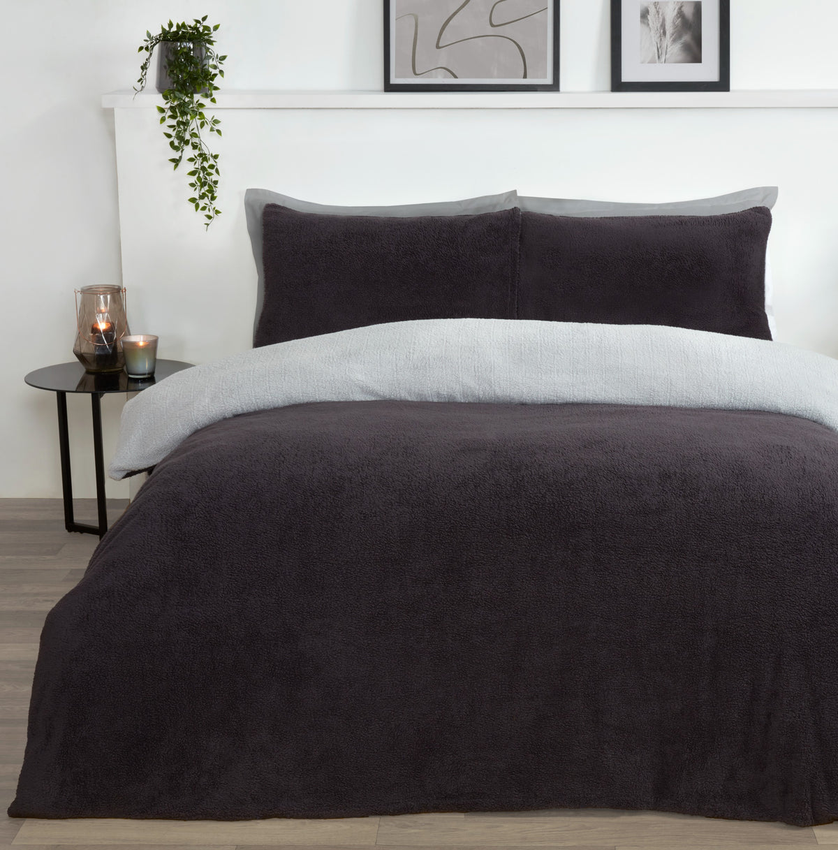 Sleepdown Grey Teddy Reversible Duvet Set