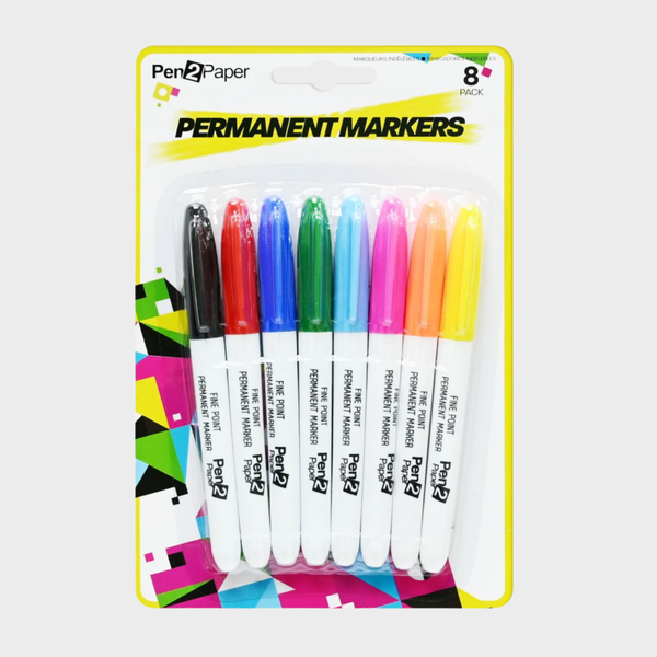 Permanent Markers Colours 8 Pack