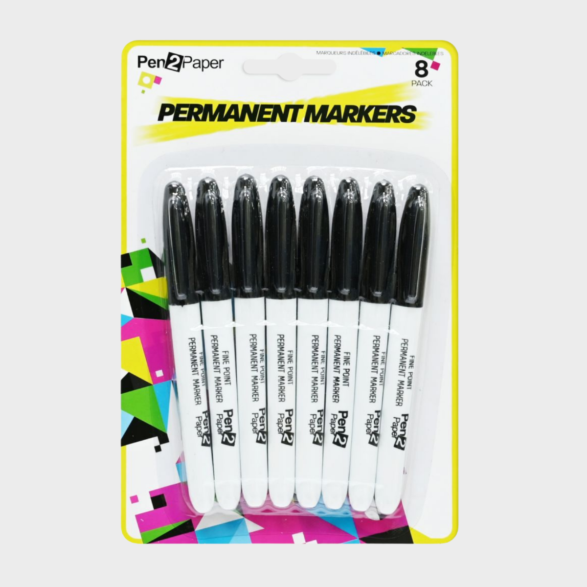 Permanent Markers Black 8 Pack
