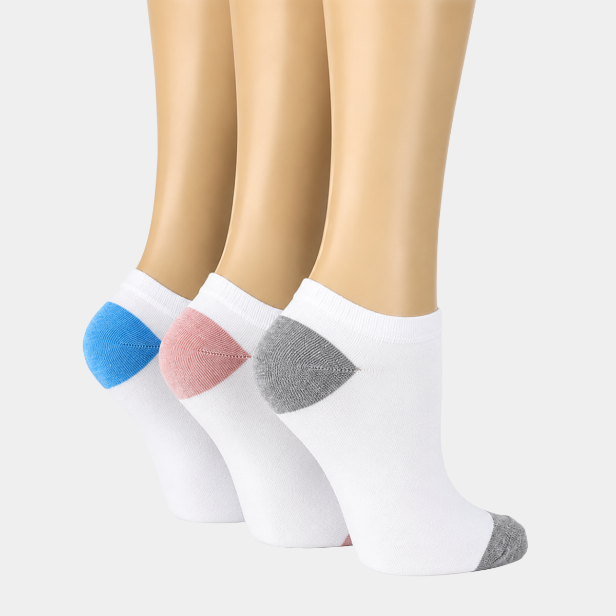 Ladies 3pk Contrast Heel Trainer Socks