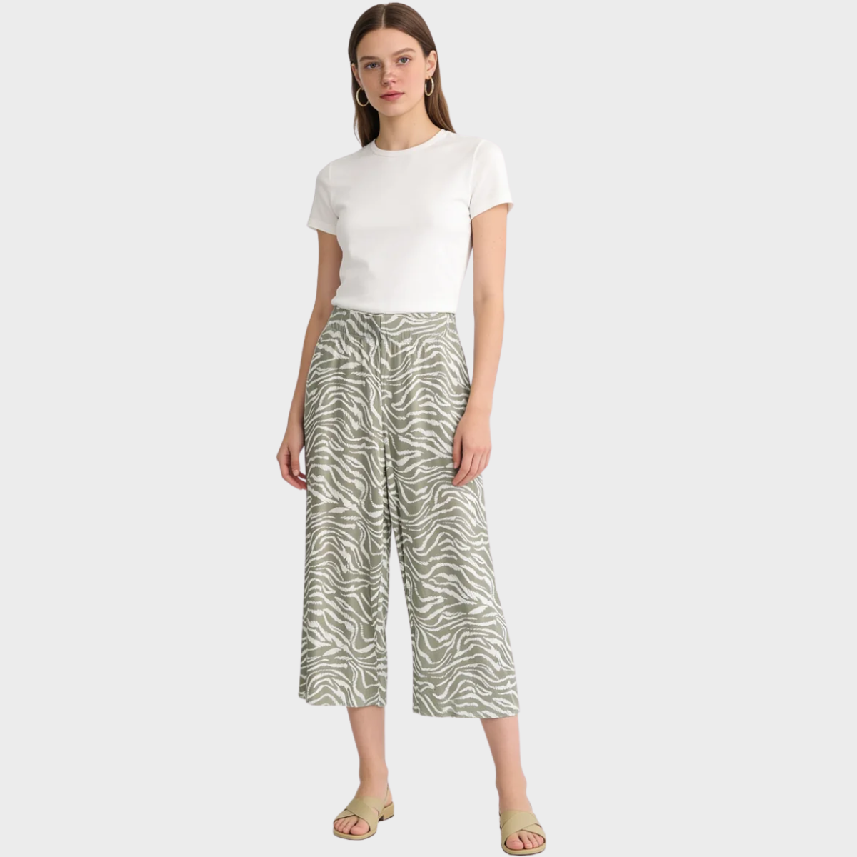 Ladies Viscose Printed Crop Trousers
