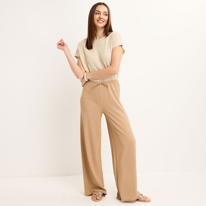 Ladies Cream Plisse Top