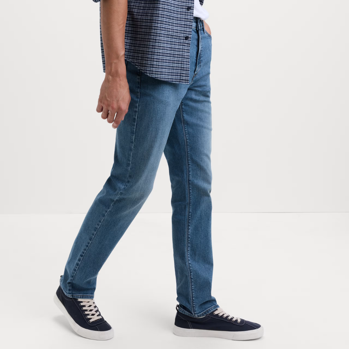 Mens Straight Fit Stretch Jeans Denim Blue