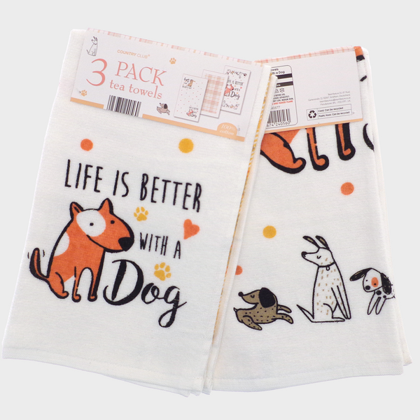 3PK Velour Tea Towel Dogs