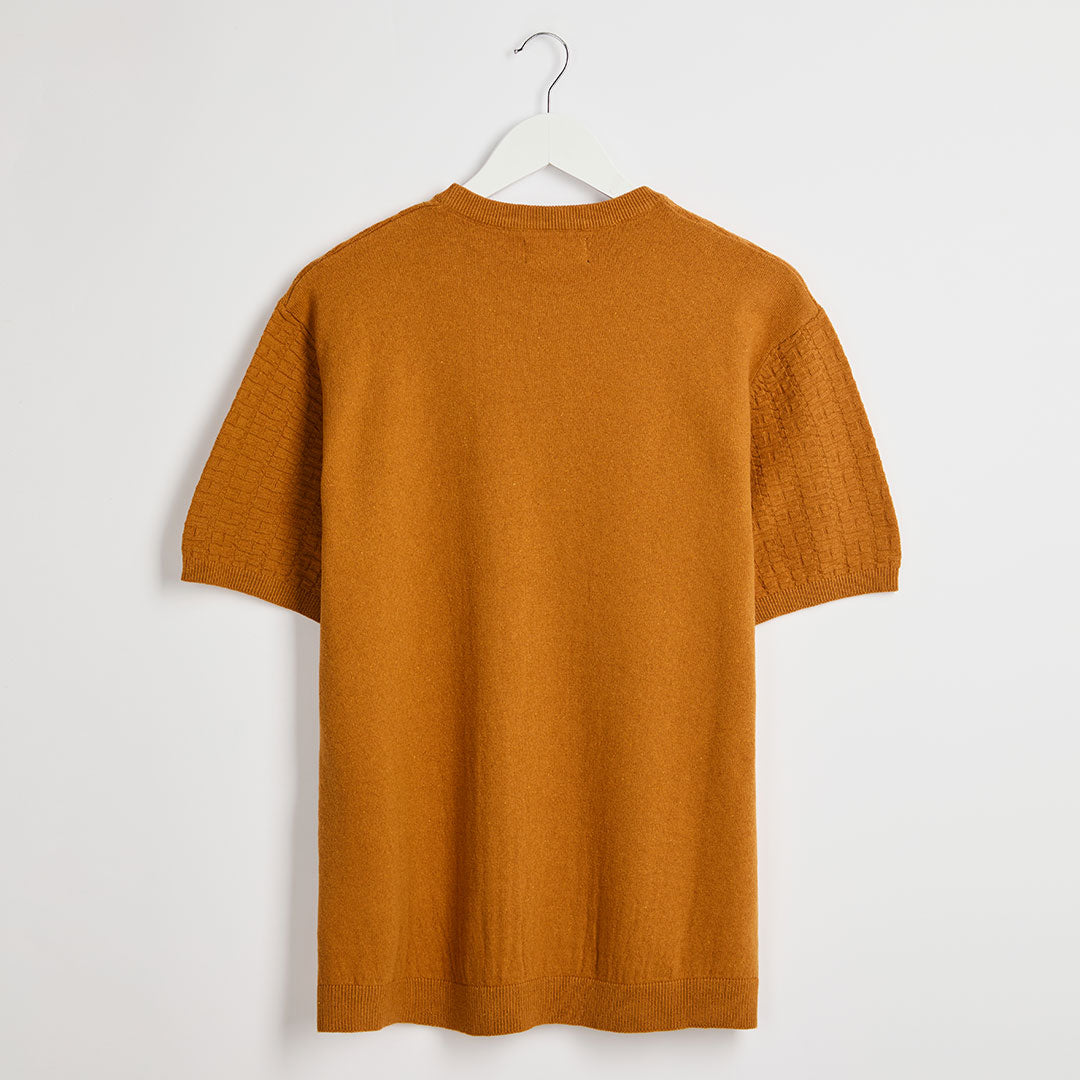 Mens Orange Textured Polo Top