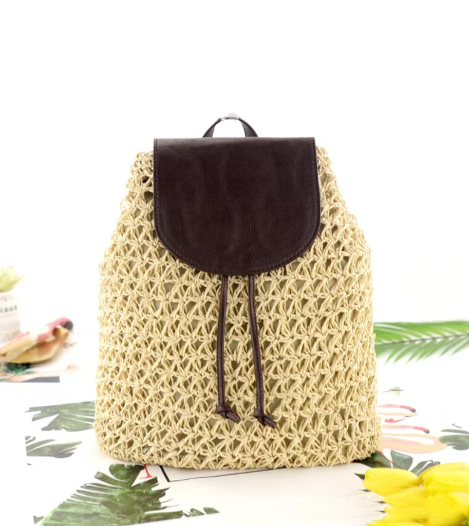 Cream Woven Straw Shoulder Bag