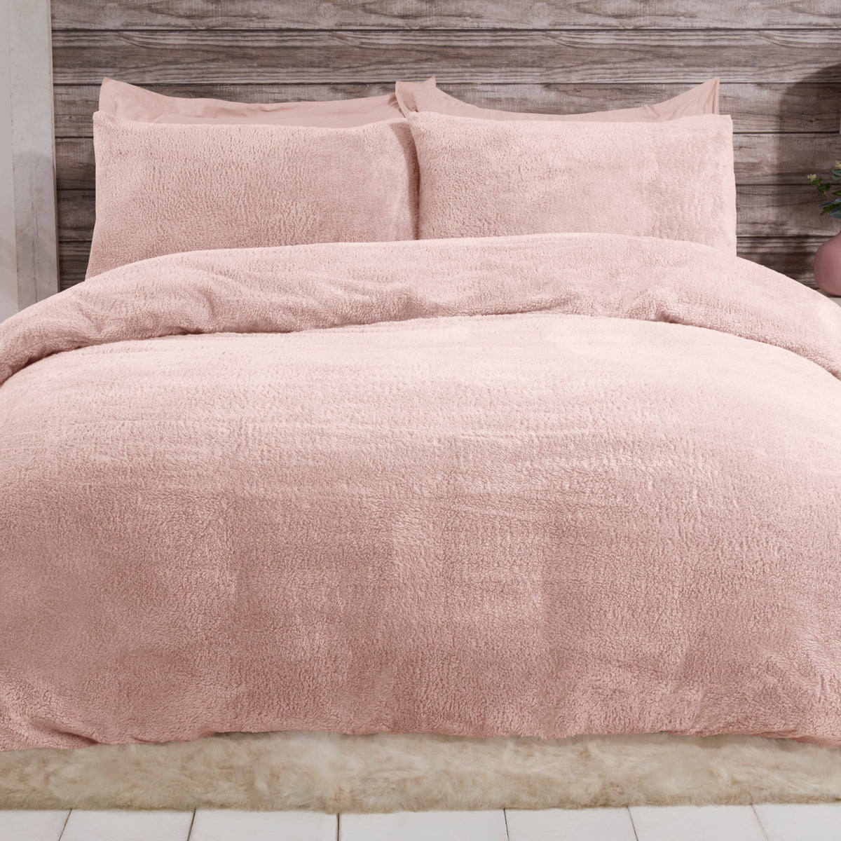 Sleepdown Teddy Fleece Blush Duvet Set