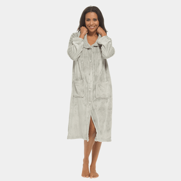 Ladies Soft Touch Grey Dressing Gown from You Know Who's