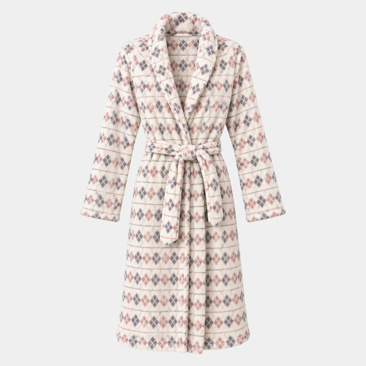 Ladies Diamond Fleece Dressing Gown