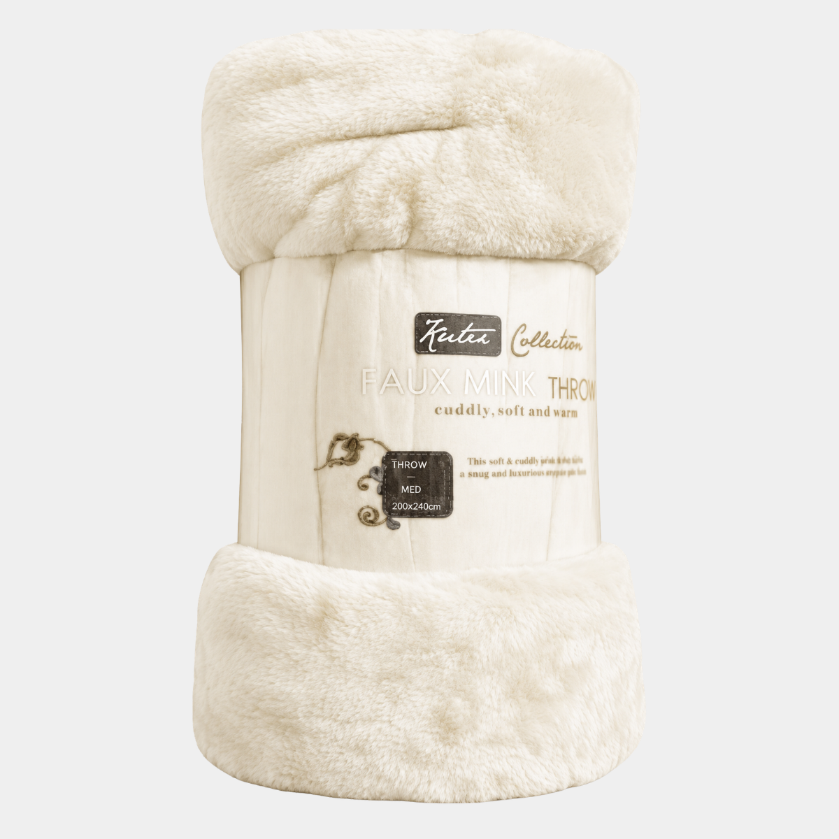 White Smoke Faux Mink Throw