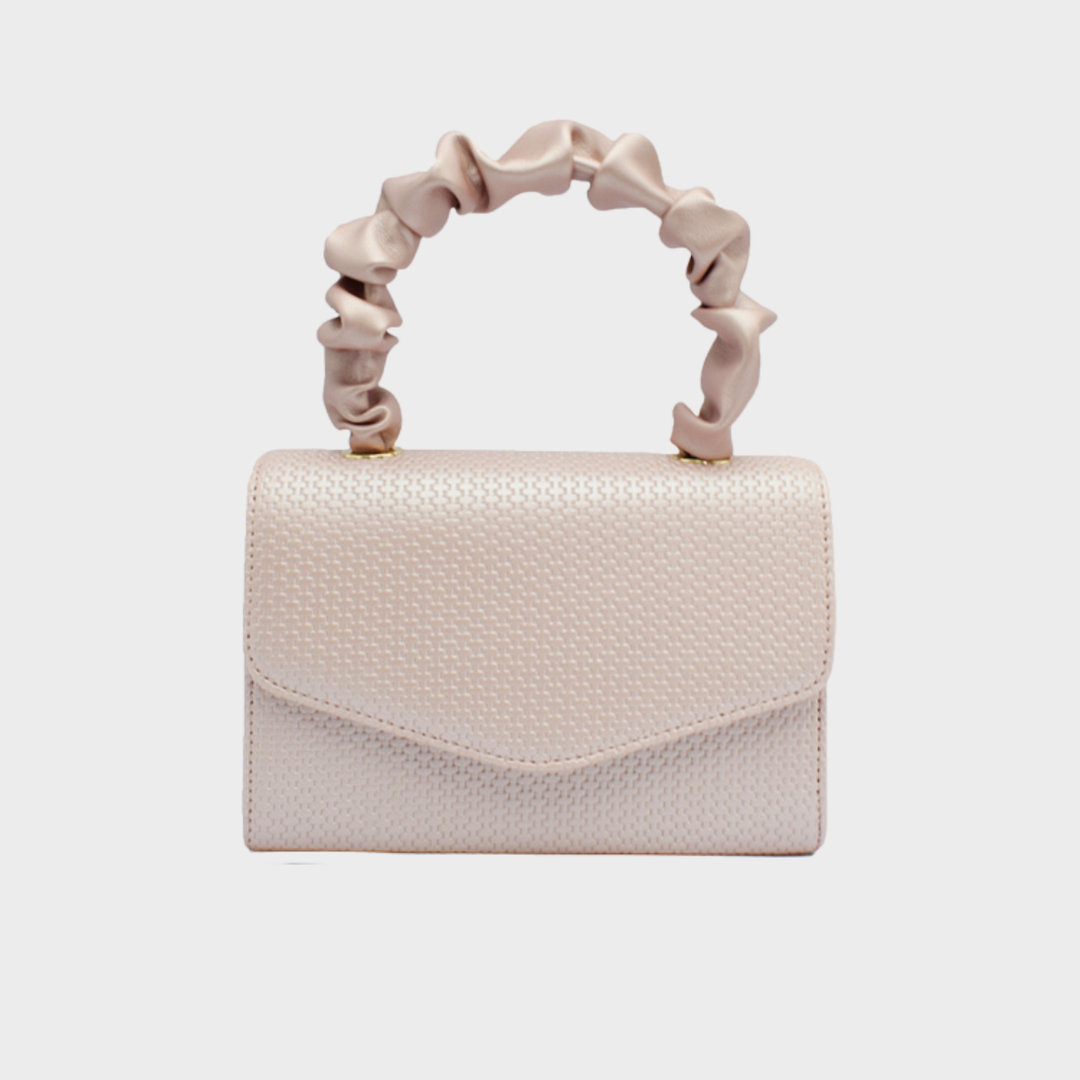 Pink Ruched Handle Small Evening Bag