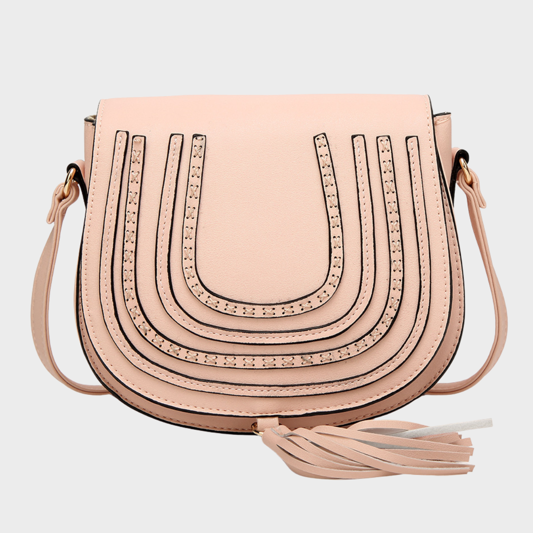 Nude Crossbody Bag With Tassel