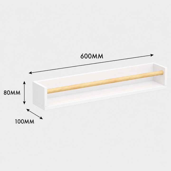Shelf With Pine Rail- 60cm
