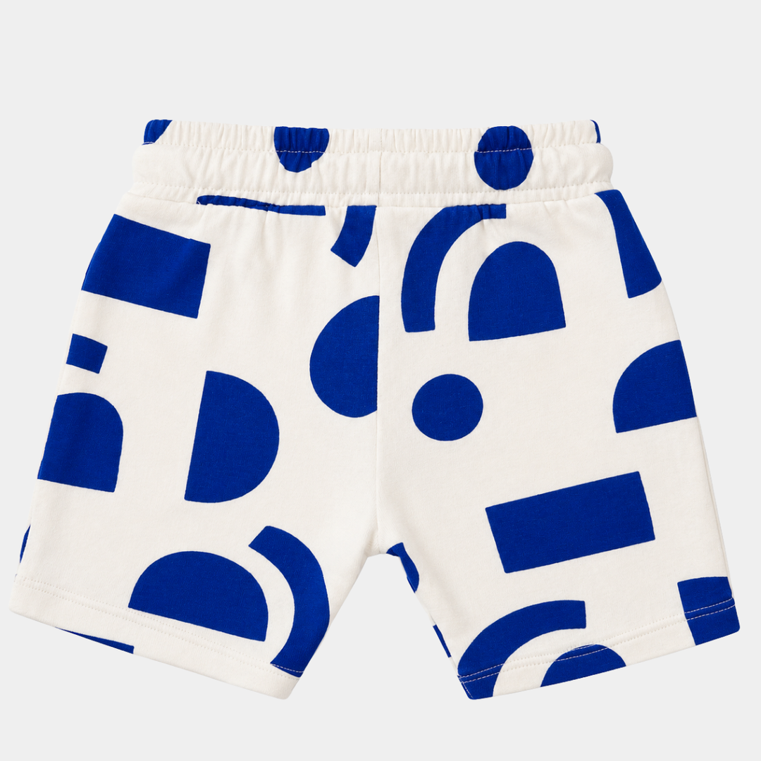 Kids Blue Geometric Jersey Shorts