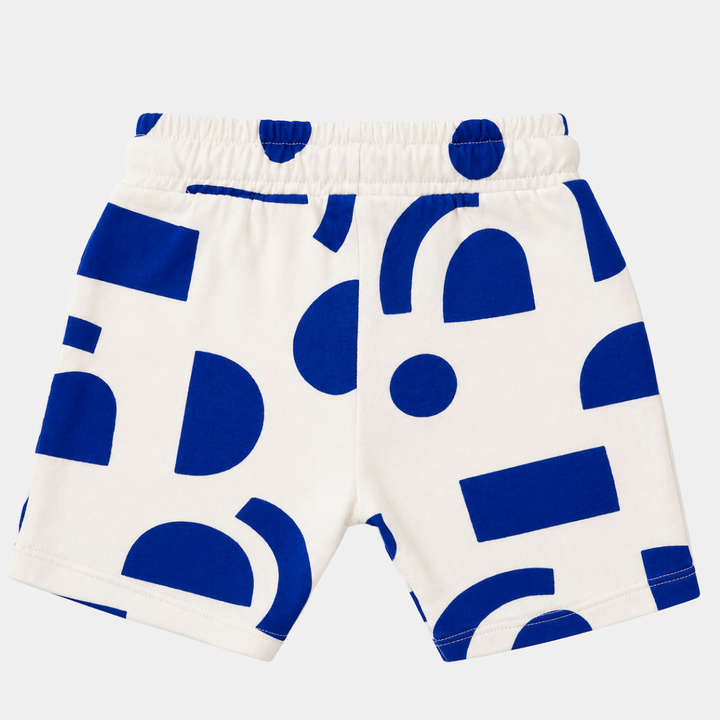 Kids Blue Geometric Jersey Shorts