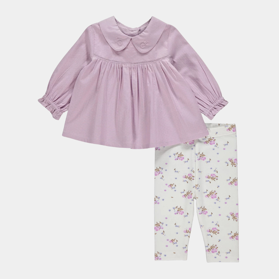 Girls Lilac Floral 2pc Set