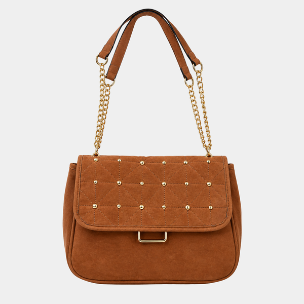 Ladies Tan Studded Bag
