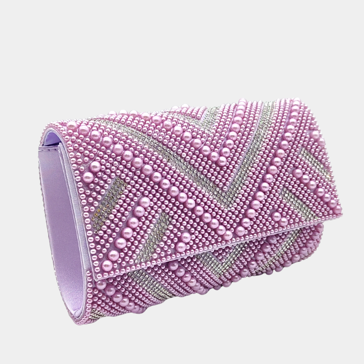 Lilac Embellished Clutch Bag