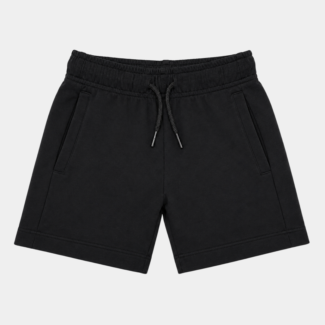 Kids Black Jersey Shorts With Pockets