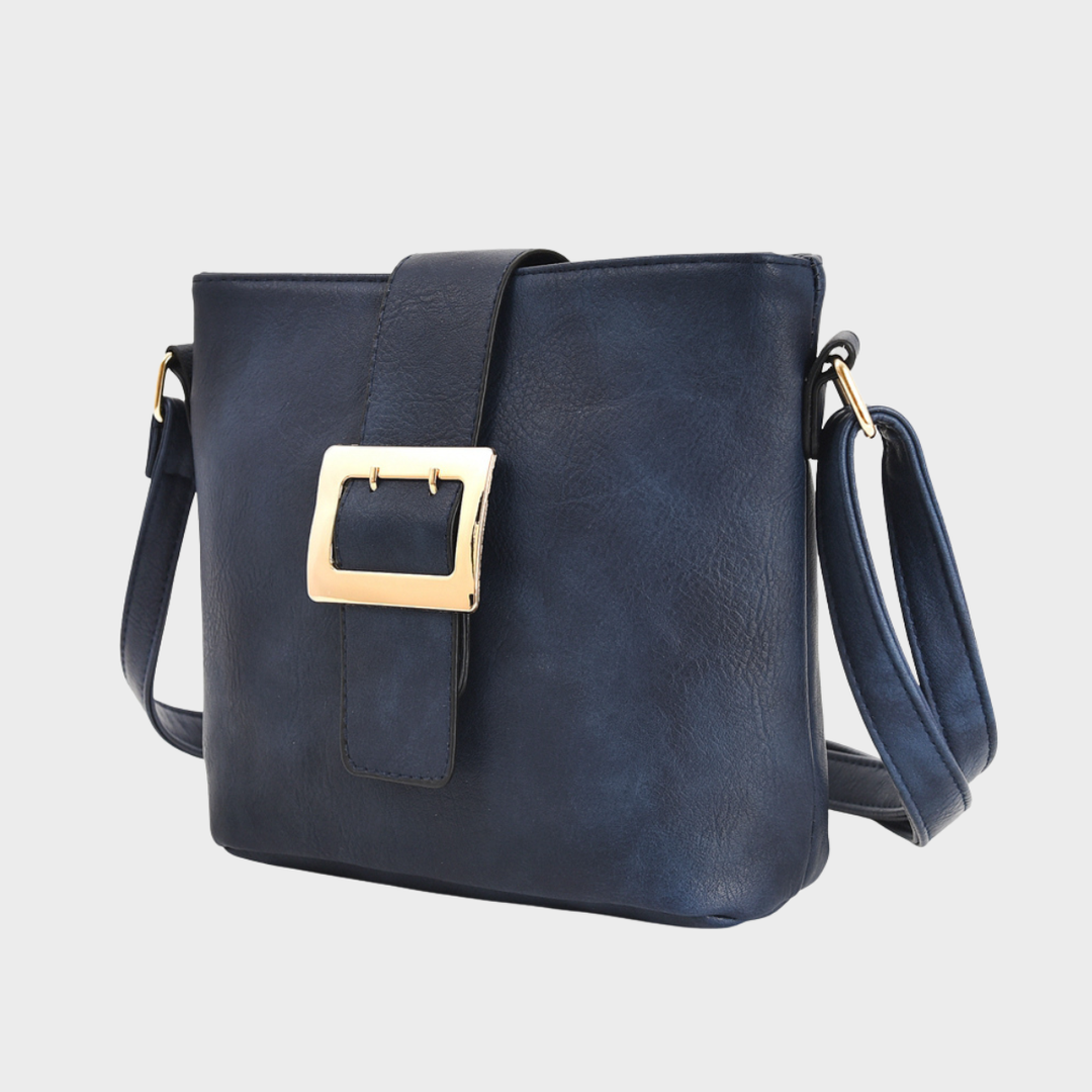 Navy Buckle Detail Shoulder Bag