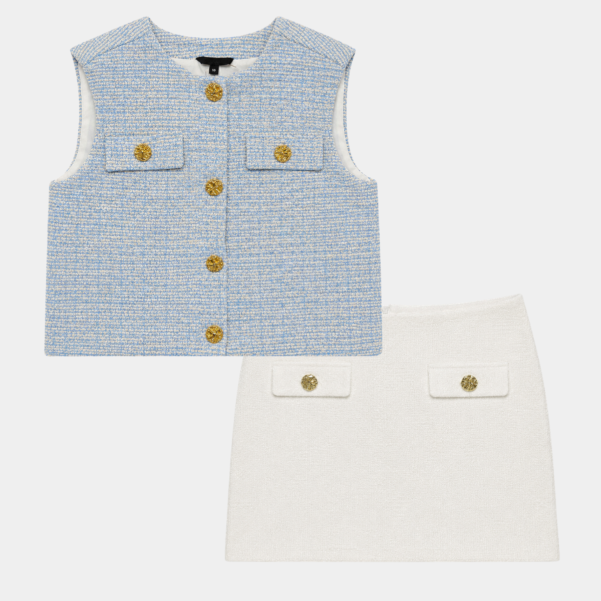 Ladies Blue Boucle Waistcoat