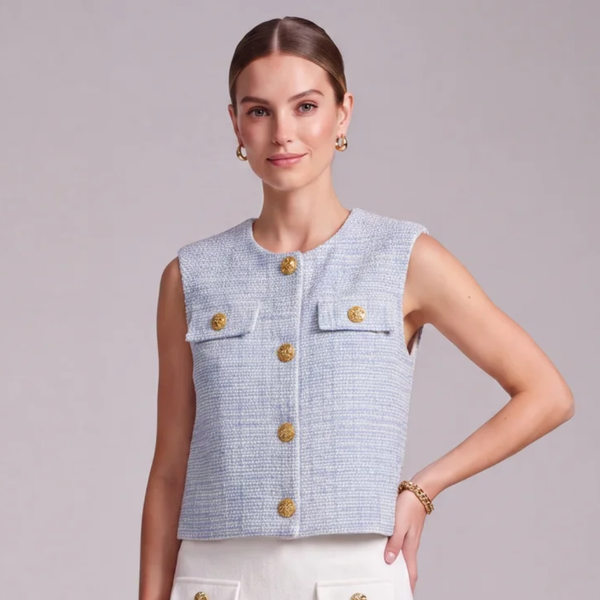 Ladies Blue Boucle Waistcoat