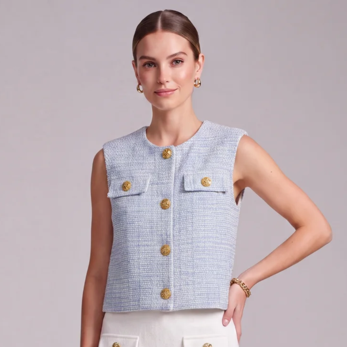 Ladies Blue Boucle Waistcoat: Now £8