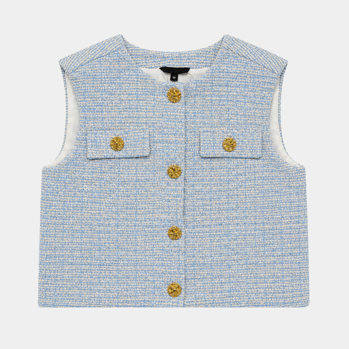 Ladies Blue Boucle Waistcoat