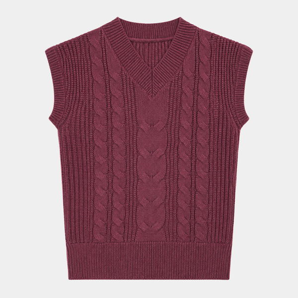 Ladies V Neck Cable Vest