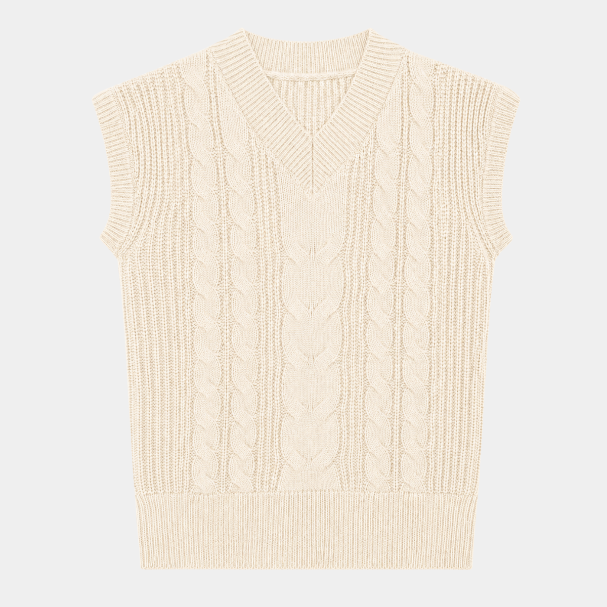 Ladies V Neck Cable Vest