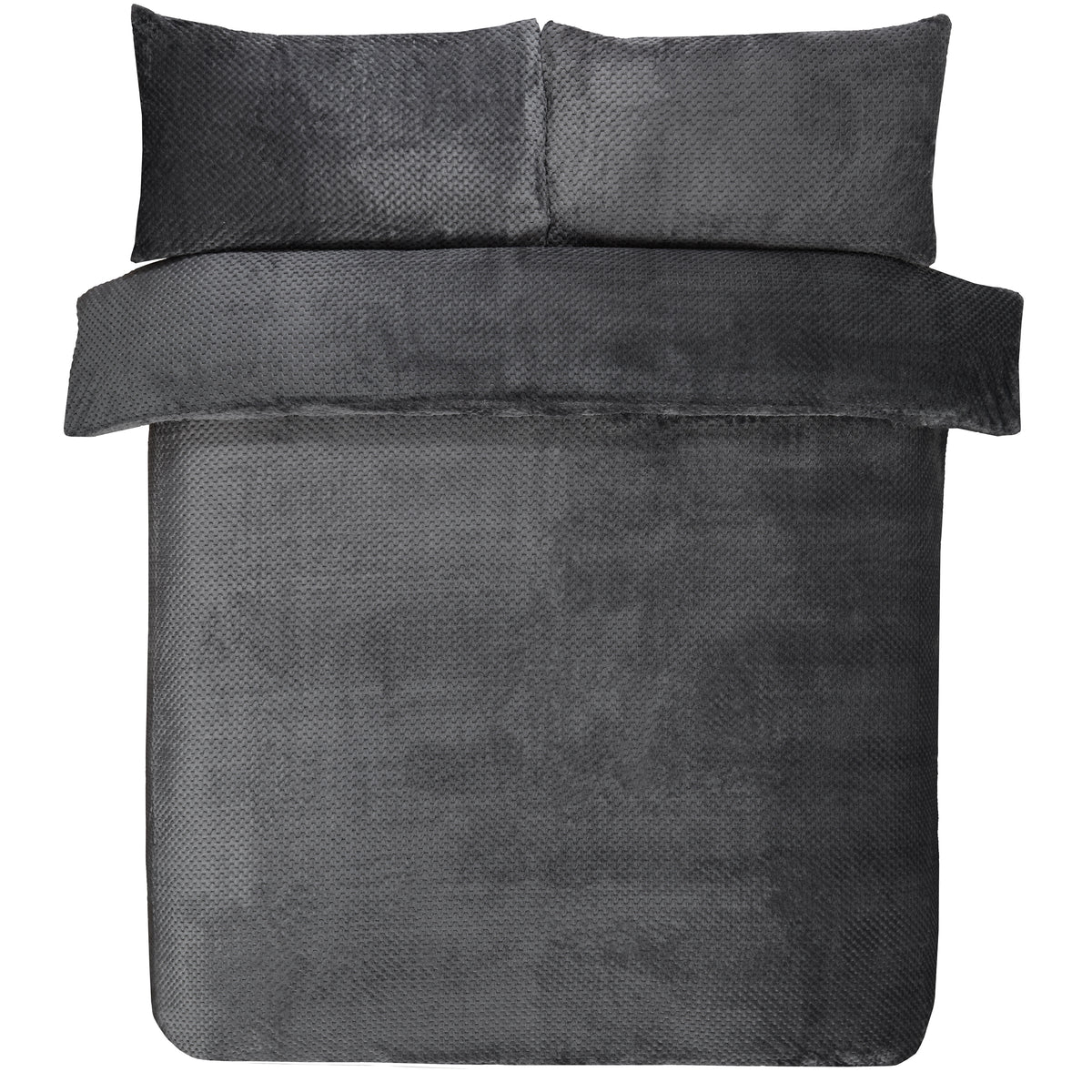 Sleepdown Waffle Teddy Fleece Grey Duvet Set