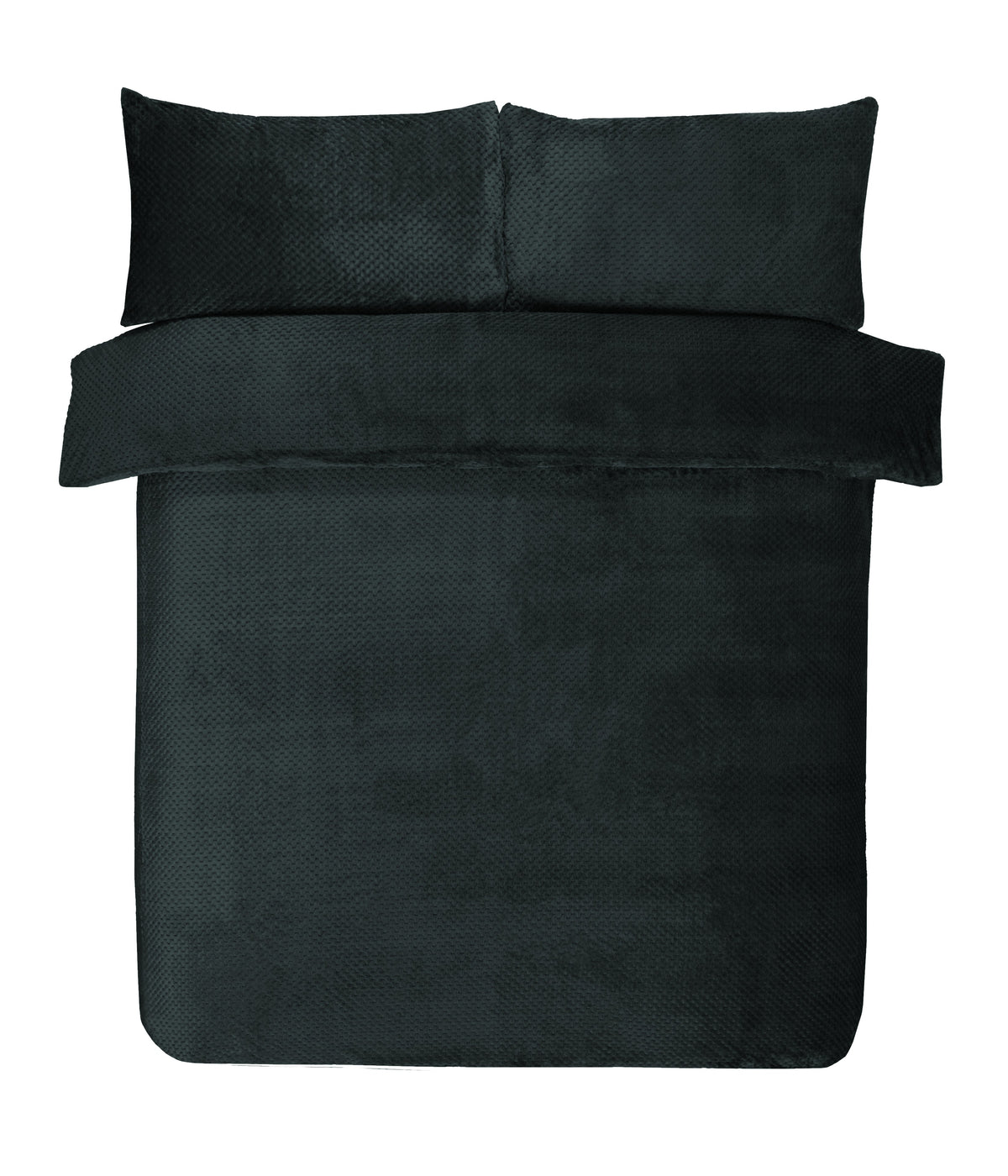 Sleepdown Waffle Teddy Fleece Black Duvet Set