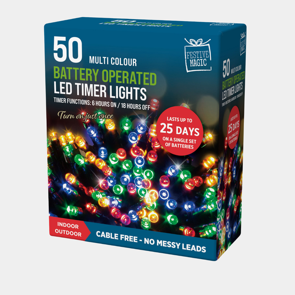 LED timer lights 50 multi