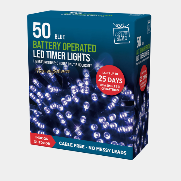 LED timer lights 50 blue