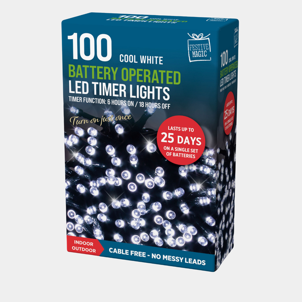 LED timer lights 100 white