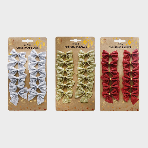 Glitter Bows 12pk 5cm