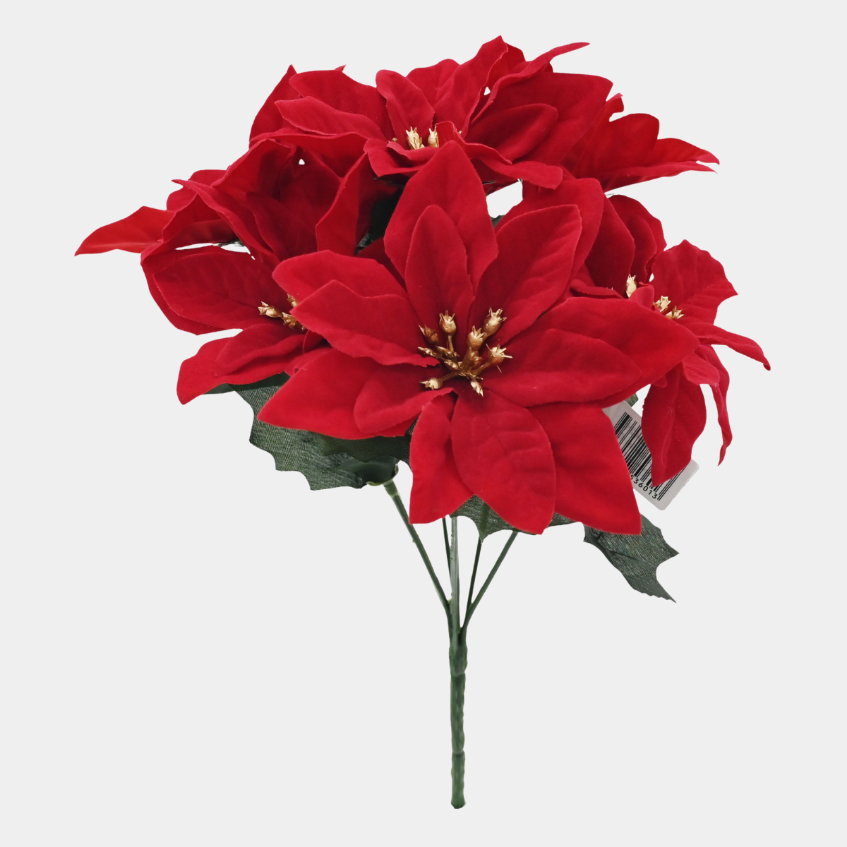 Poinsettia Bunch Flocked 7 head 30cm