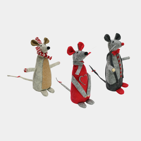 Mouse Standing Felt 18cm asst - 1pce