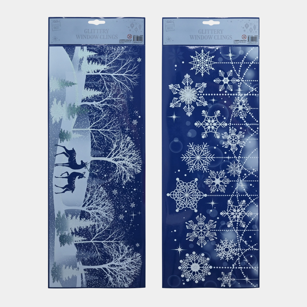 Window blue cling glitter scene 1pack