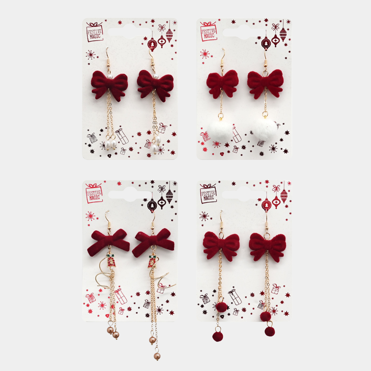 FLOCKED ELEGANT BOW EARRINGS 1 pack