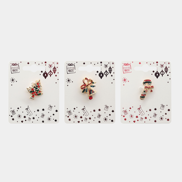 Christmas jewel brooch asst