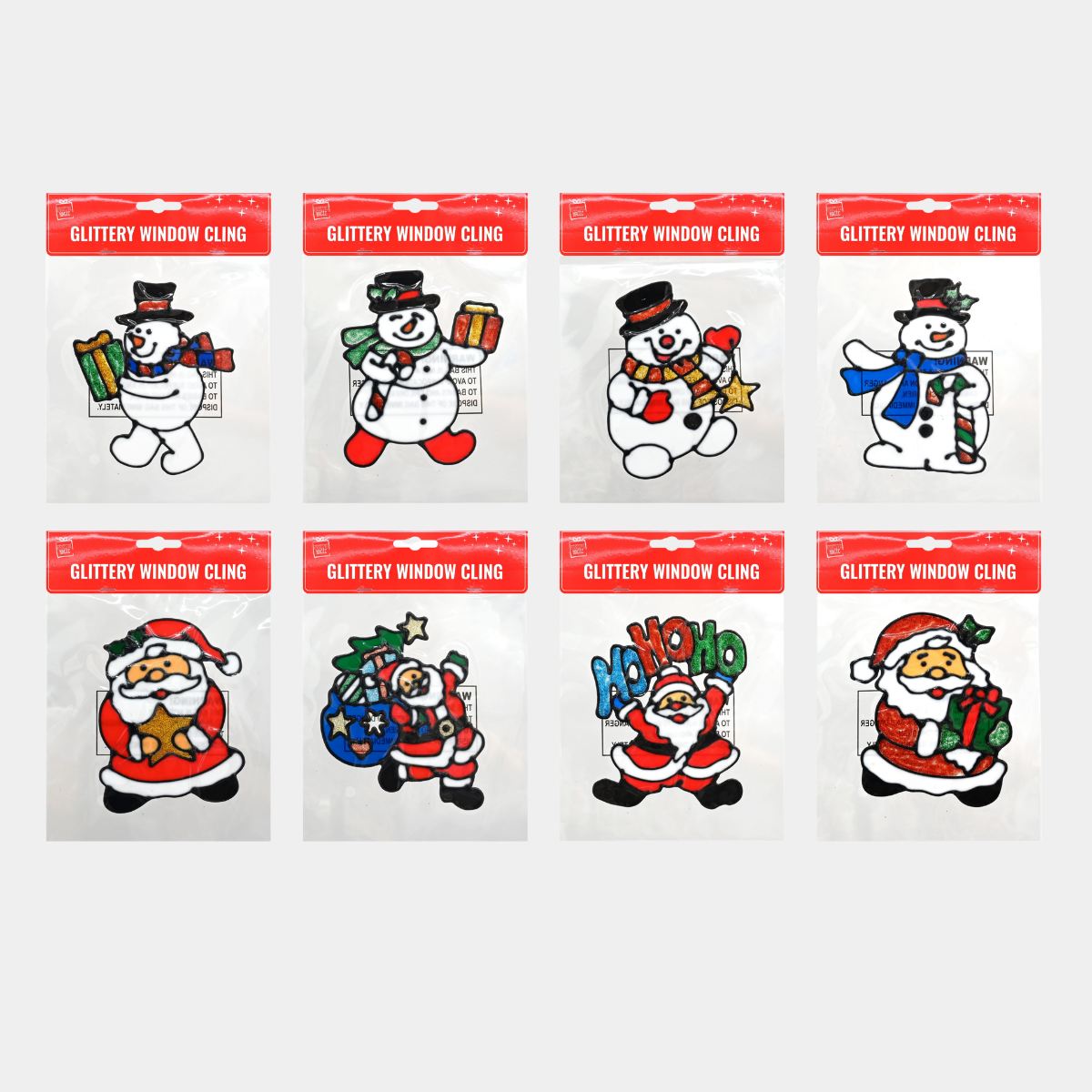 Snowman window sticker 18cm glitter x 1pce