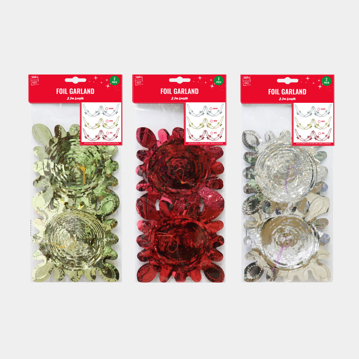 Foil garland 2.7m 2pk
