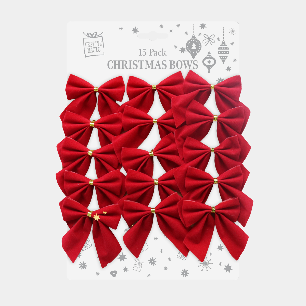 RED FLOCKED MINI BOWS 15pc