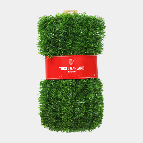 Tinsel garland 15m green