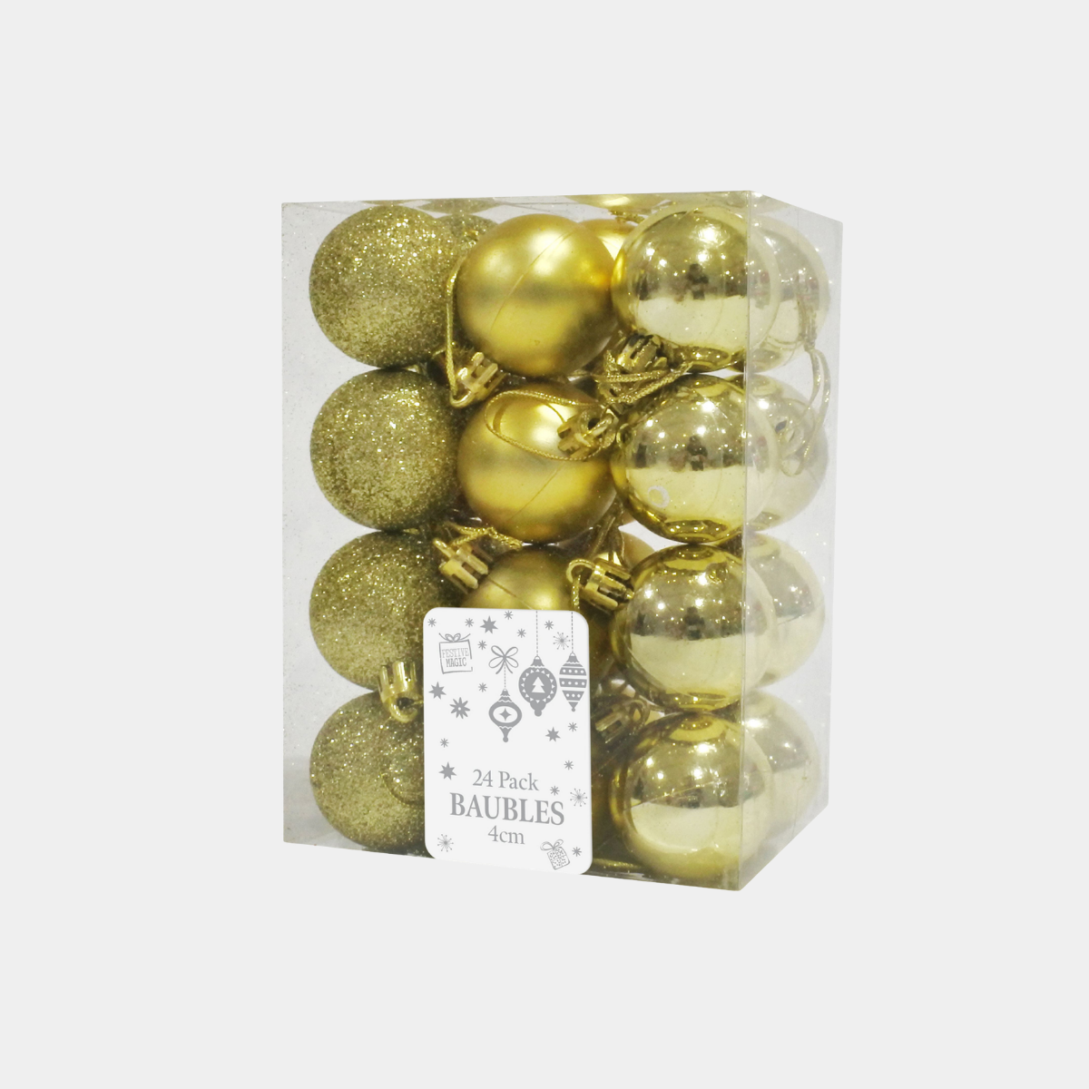 Baubles 40mm 24pk smg champagne