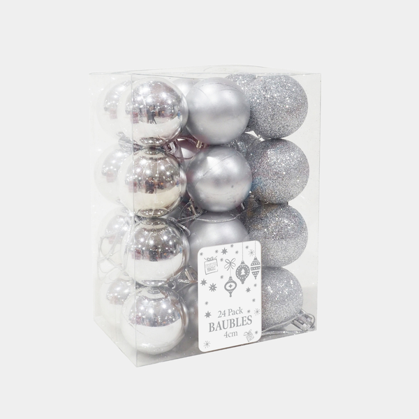 Baubles 40mm 24pk smg silver
