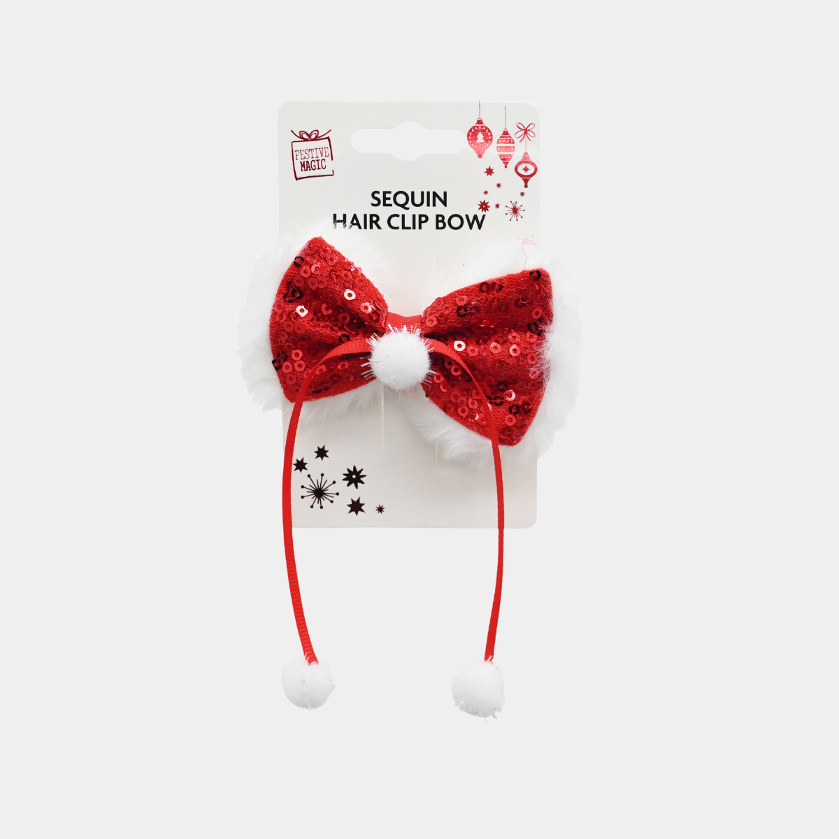 Bow Hair Clip with Pom Pom