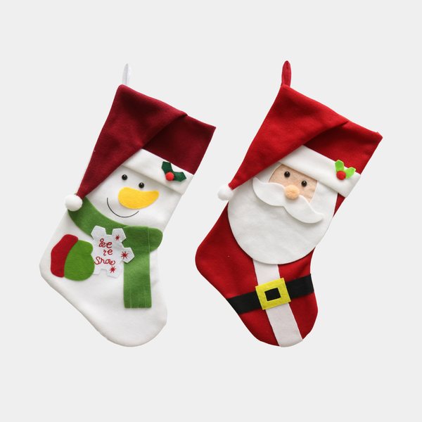 Stocking with santa hat 46cm asst