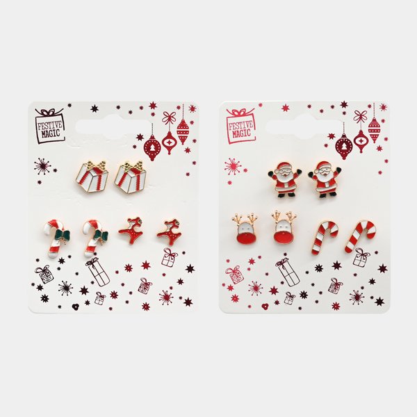 Metal earrings 3 pairs asst